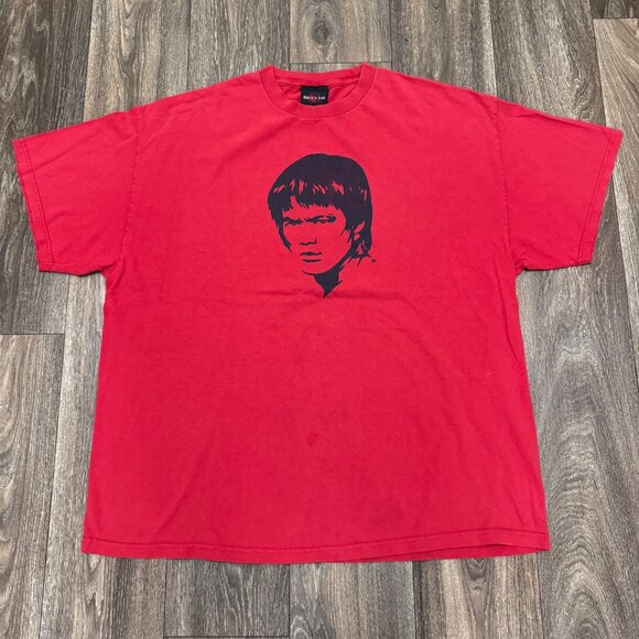VTG Bruce Lee Shirt Mens XXL Red Distressed Movie Promo Enter the Dragon Y2K 00s - Picture 1 of 9